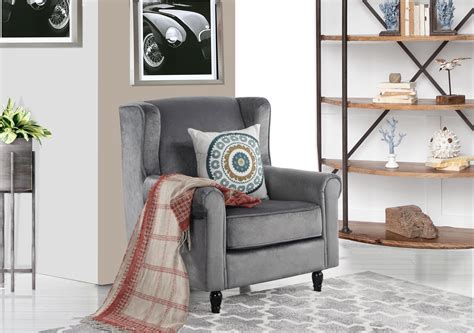 This versatile armchair can be used as part of a living room seating arrangement or as an accent piece in a bedroom. Vintage Style Grey Velvet Armchair Nailhead Trim - Walmart.com