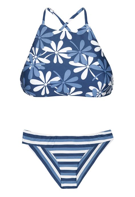 Striped Crop Top Bikini With A Mixture Of Floral Prints Maresia