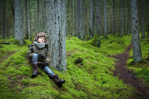 Boy In Forest Stock Photo Dissolve