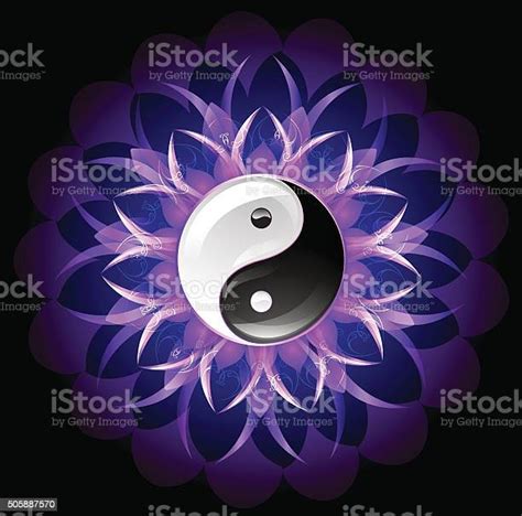 Bright Lotus Yin Yang Stock Illustration Download Image Now Purple