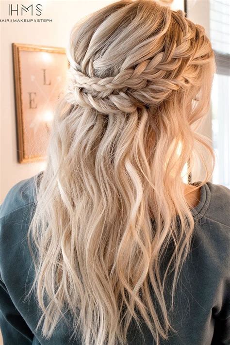 Crown Braid With Half Up Half Down Hairstyle Inspiration