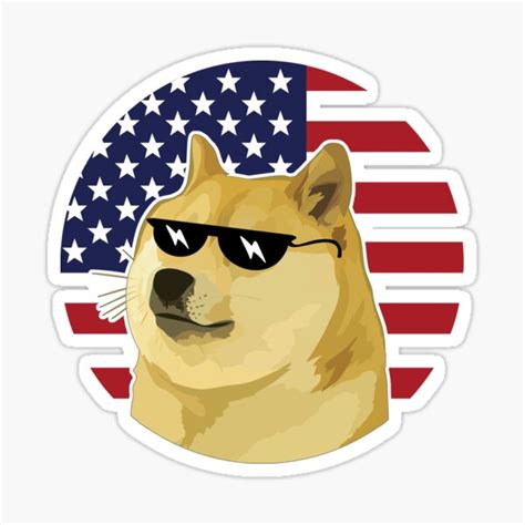 Doge Sunglasses Dogecoin American Flag Sticker For Sale By Sent