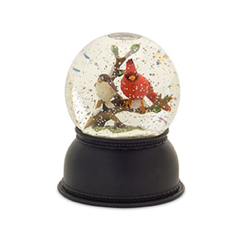 Lighted Cardinal Snow Globe Set Of 2 65h Plastic