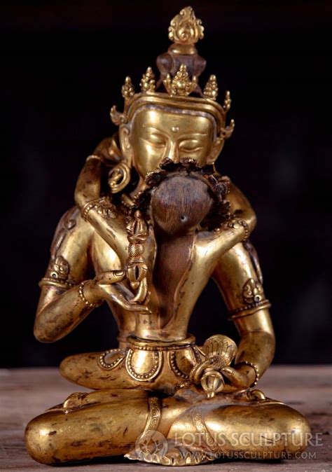 Gold Plated Antique Copper Nepalese Yab Yum Statue Of Vajrasatva