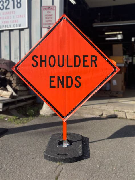 Shoulder Ends W8 25 Roll Up Sign Highway Traffic Supply