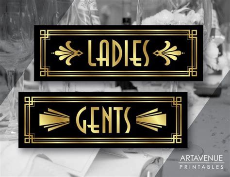 Art Deco Ladies And Gents Printable Signs Gatsby Wedding Roaring
