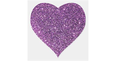 Purple Glitter Heart Stickers Zazzle