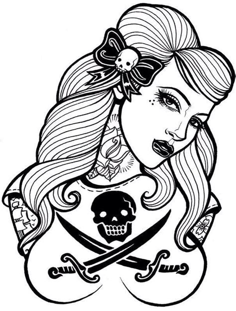 Sexy Pin Up Girl Coloring Page Sexy Lady Death Colori