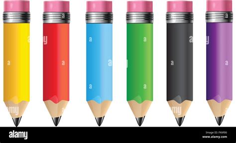 Six Pencil With Six Different Colors Stock Vector Images Alamy