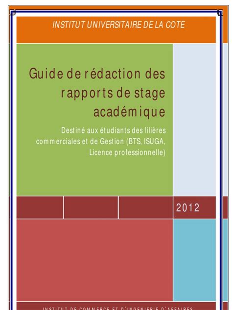Guide De Redaction Du Rapport De Stage Ver 12docx Microsoft Word