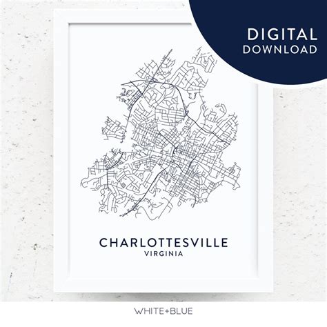 Charlottesville Map Digital Download Printable Wall Art
