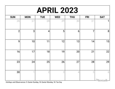 April 2024 Calendar Printable