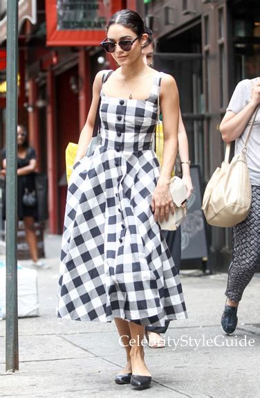 Vanessa Hudgens Is Ready For Summer In A Black And White Gingham Dress