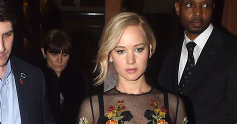 Jennifer Lawrence Wears Sheer Dress With Lace While Out In London Huffpost
