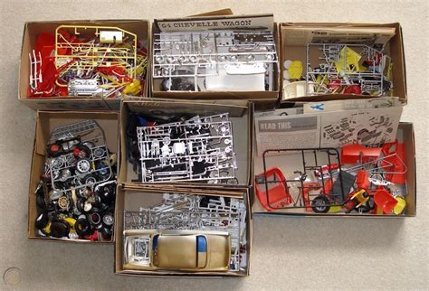 Lot Of Vintage Plastic Model Car Kits Parts Boxes Amt Revell Monogram