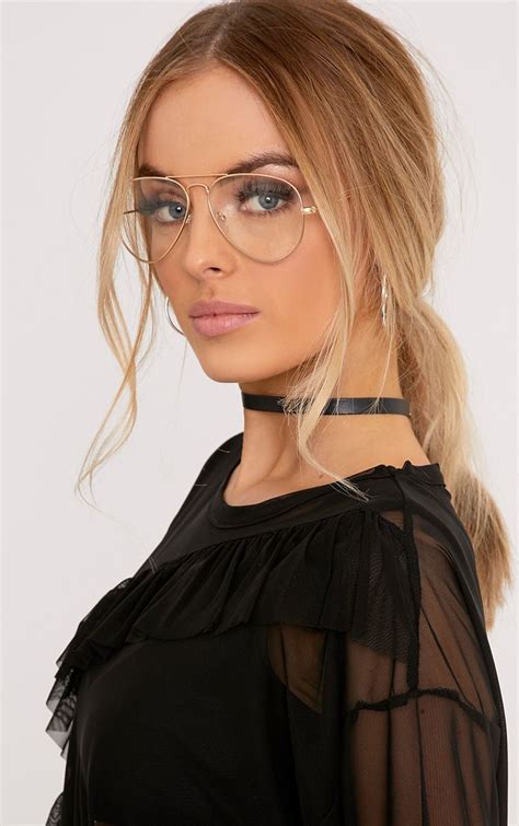 Kennie Gold Clear Lens Aviators Fashion Eye Glasses Aviator Eyeglasses Glasses Fashion Women