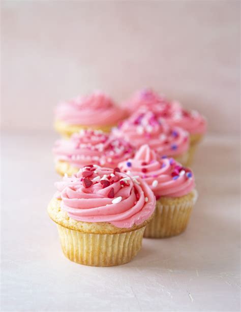 Pink Vanilla Vanilla Cupcakes With Lots Of Pink Sprinkles