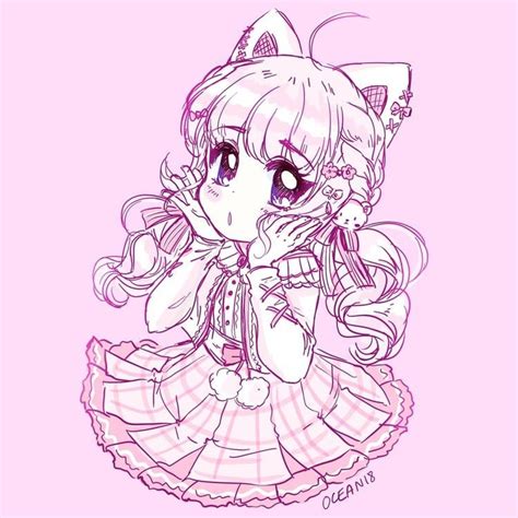 Anime Pink Cute Girl Art By Oceaninspace неко Instagram Pixiv Anime Pastelpink Gothic