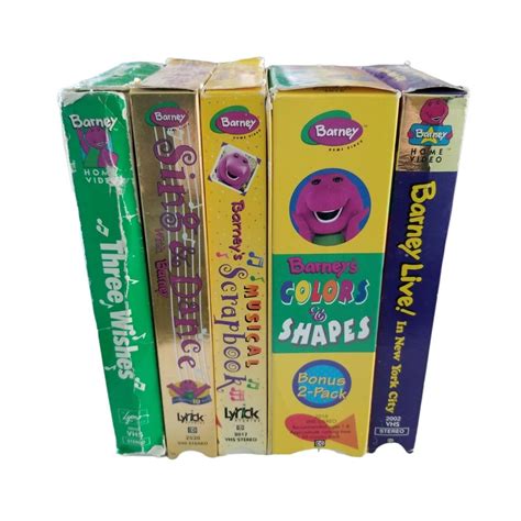 Barney VHS Lot Of Three Wishes Live In New York City Sing Dance DINOSAUR Barney The