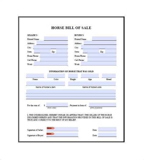 Horse Bill Of Sale 9 Free Word Excel Pdf Format Download Free