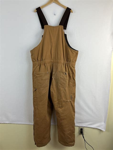 Walls Zero Zone Bib Overalls Insulated Brown Duck Cloth Mens Large Ebay