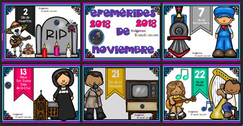 Efemérides Noviembre 2018 Portada Imagenes Educativas