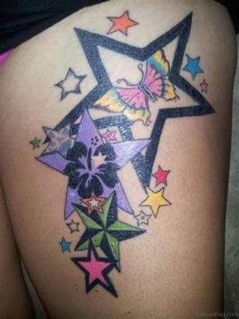 11 Small Stars Tattoos On Thigh