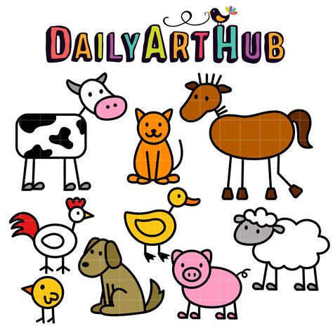 6 Farm Animals Cartoon Clip Art Amp