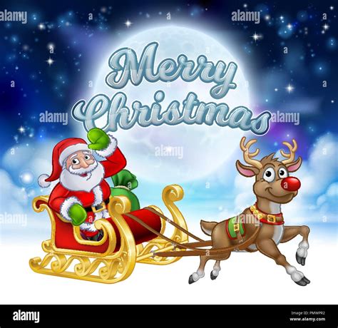 Merry Christmas Santa Sleigh Cartoon Graphic Stock Vector Image And Art