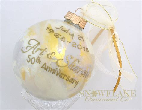 Happy Th Anniversary Personalized Glass Christmas Ornament Etsy