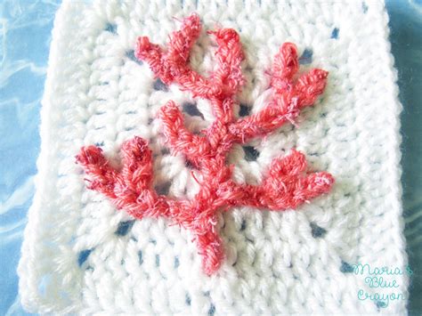 Crochet Coral Applique And Granny Square Free Crochet