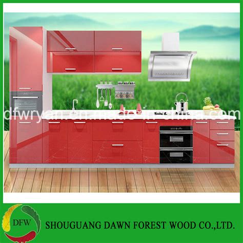 Modern High Glossy Kitchen Furniture Red Lacquer Kitchen Cabinets