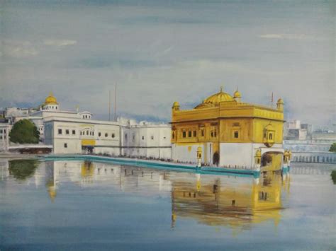 Golden Temple 2 Handmade Golden Temple Painting Acrylic On Canvas