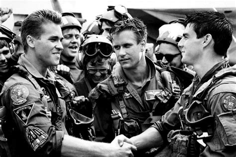 Top Gun From Left Val Kilmer Barry Tubb Tom Cruise 1986