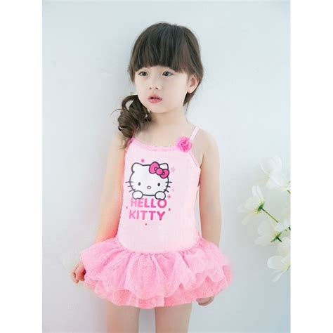 Lovely Hello Kitty Little Girl Bikini One Piece Swimwear Nowsel
