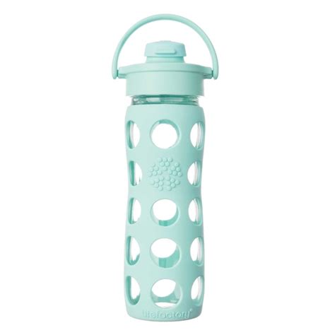 Glass Bottle With Straw Cap And Silicone Sleeve 16oz Turquoise