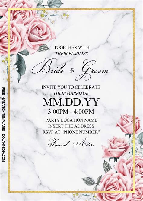 Free Dusty Rose Wedding Invitation Templates For Word Dolanpedia