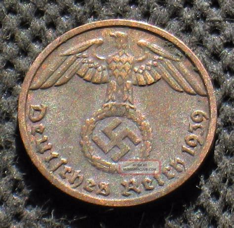 Old Coin Nazi Germany 1 Reichspfennig 1939 D Munich Swastika World War