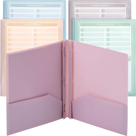 Mr Pen Plastic Folders With Clear Front Pocket 5 Pcs Pastel Colors