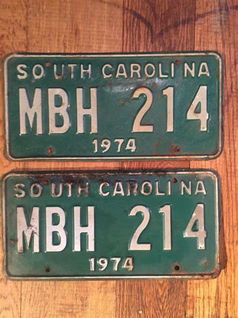 Set Of 2 Vintage License Plate South Carolina Sc 1973 Matching Pair
