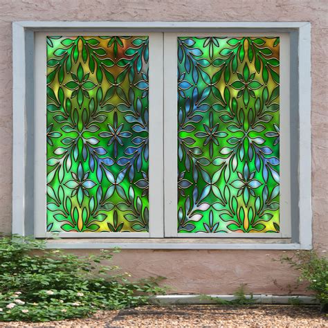 3d Green Leaves 435 Window Film Print Sticker Cling Stained Glass Uv B