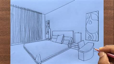 How To Draw A Bedroom In Two Point Perspective Step By Step Youtube