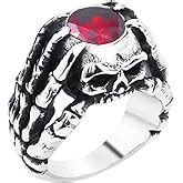 Men S Vintage Gothic Biker Dragon Claws Alien Skull Stainless Steel