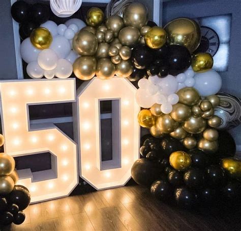 120pcs Chrome Gold Black Balloon Arch Garland Kit With Etsy 50th