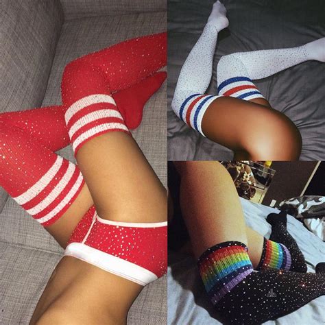 Buy Sexy Socks Striped Long Stockings Women Belt Drill Stockings Warm