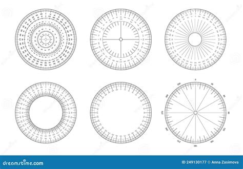 Conjunto De Plantillas De Cuadrícula De Medición De ángulo Protractor