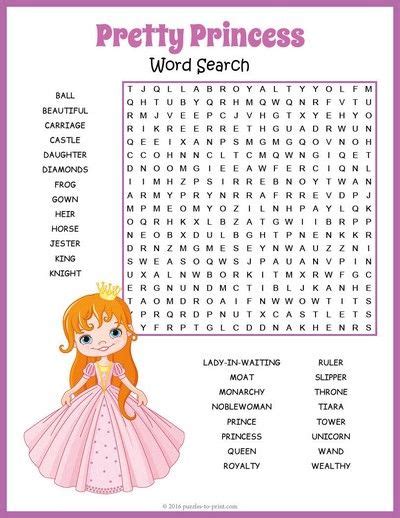 Free Printable Princess Word Search Kids Word Search Disney Word