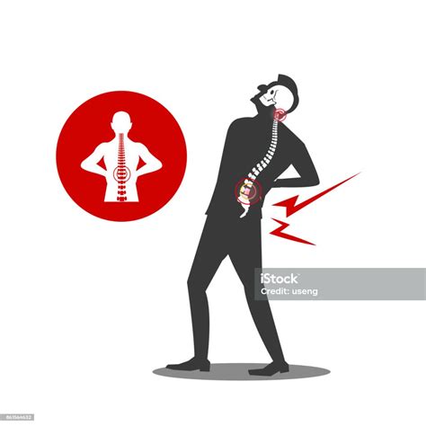 Illustration Of Businessman Musculotendinous Strain Back Ache Or Lumbar