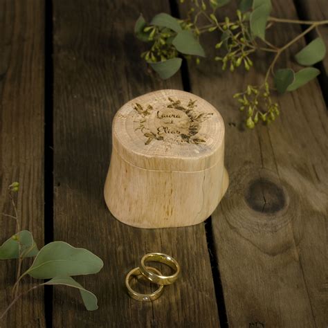Ringbox Ringkästchen Holz zur Hochzeit personalisiert Eukalyptus
