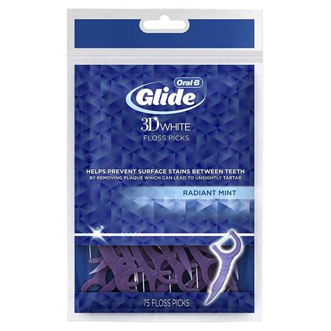 Oral B Glide 3d White Dental Floss Picks Radiant Mint 75 Count